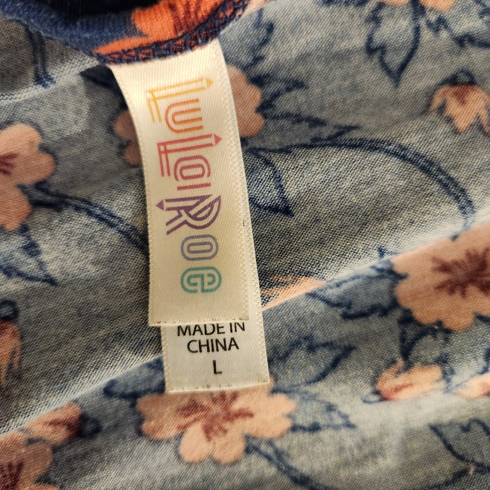 LuLaRoe Tunic Top Blue Orange Floral Womens High-Low Top MEDIUM - Picture 6 of 6